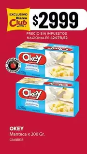 Okey - Manteca x 200 Gr. Cód:8035