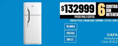 Gafa - Heladera C
uevóclica C
uevód: 81302
