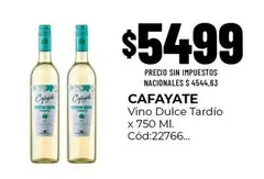 Cafayate - Vino Dulce Tardío x 750 Ml. Cód:22766