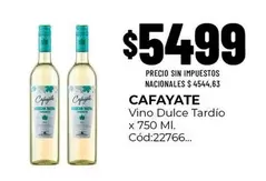 Cafayate - Vino Dulce Tardio x 750 Ml. C
uevo:22766...