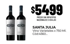 Santa Julia - Vino Varietales x 750 Ml. Cód:4560