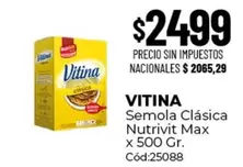 Vitina - Semola Clásica Nutrivit Max x 500 Gr. Cód:25088