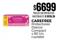 Carefree - Protectores Diarios Compact x 80 Un. Cód:59931