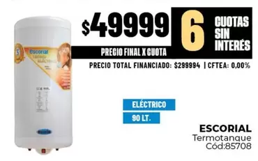 Escorial - Termotanque Eléctrico 90 Lt.