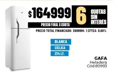 Gafa - Heladera C
uevo 80993