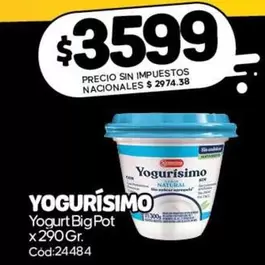 Yogurísimo - Yogurt Big Pot x 290 Gr. Cód:24484