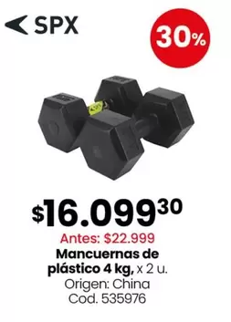 Origen - Mancuernas de plástico 4 kg, x 2 u. Cod. 535976