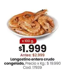X$ - Langostino entero crudo congelado
