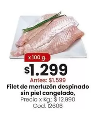 X$ - Filet de merluzón despindo sin piel congelado