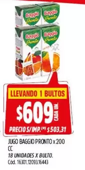 Baggio - JUGO BAGGIO PRONTO x 200 CC