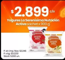 La Serenísima - Yogures Nutrición Activa sachet