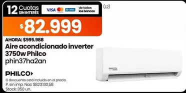 Philco - Aire acondicionado inverter 3750w phin37ha2an