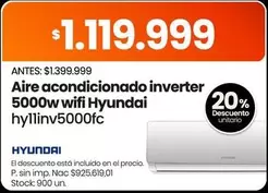 Hyundai - Aire acondicionado inverter 5000w wifi hyllinv5000fc