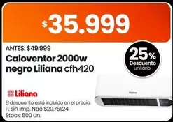 Liliana - Caloventor 2000w negro cfh420