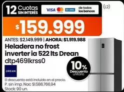 Drean - Heladera no frost inverter ia 522 Its dtp469lkrss0