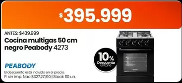 Peabody - Cocina multigas 50 cm negro 4273