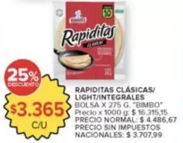 Bimbo - Rapiditas Clásicas/Light/Integrales