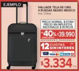 Negro - VALIJA TELA 55 CMS. 4 RUEDAS NEGRO MEXICO