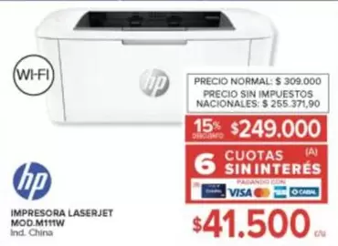 HP - IMPRESORA LASERJET MOD.M111W