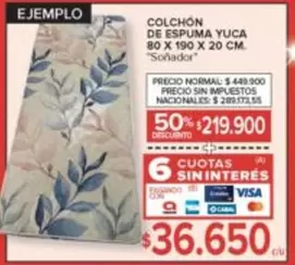 X$ - COLCHÓN DE ESPUMA YUCA 80 X 190 X 20 CM