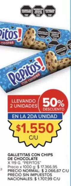 Pepitos - GALLETITAS CON CHIPS DE CHOCOLATE