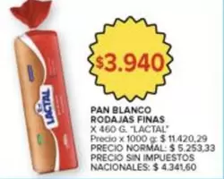 Lactal - PAN BLANCO RODAJAS FINAS