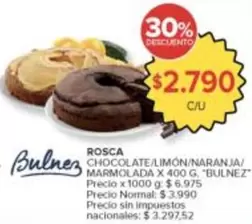 X$ - ROSCA CHOCOLATE/LIMÓN/NARANJA/MARMOLADA