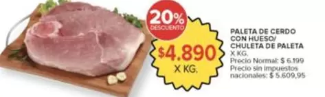 X$ - PALETA DE CERDO CON HUESO/ CHULETA DE PALETA