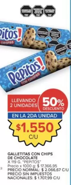 Pepitos - Galletitas con chips de chocolate