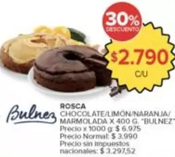 X$ - ROSCA CHOCOLATE/LIMON/NARANJA/MARMOLADA