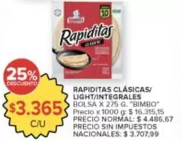 Bimbo - RAPIDITAS CLÁSICAS/LIGHT/INTEGRALES