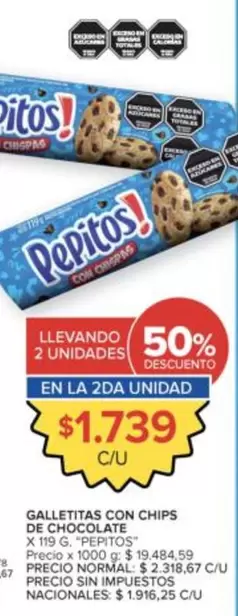 Pepitos - GALLETITAS CON CHIPS DE CHOCOLATE