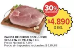 X$ - PALETA DE CERDO CON HUESO/ CHULETA DE PALETA