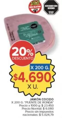X$ - JAMÓN COCIDO "PUENTE DE RONDA"