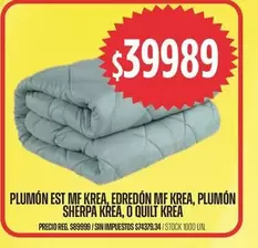 krea - PLUMÓN EST MF KREA, EDREDÓN MF KREA, PLUMÓN SHERPA KREA, O QUILT KREA