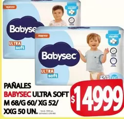 Babysec - PAÑALES ULTRA SOFT M 68/G 60/ XG 52/ XXG 50 UN.