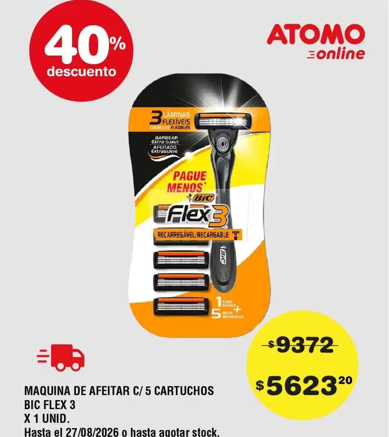 BIC - MAQUINA DE AFEITAR C/ 5 CARTUCHOS