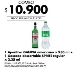 Sprite - Aperitivo americano + Gaseosa descartable regular