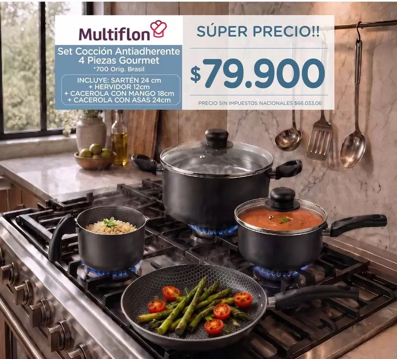 Multiflon - Set Cocción Antiadherente 4 Piezas Gourmet
