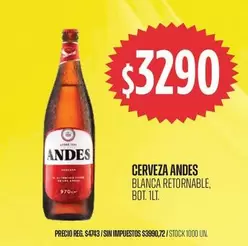 Andes - CERVEZA BLANCA RETORNABLE