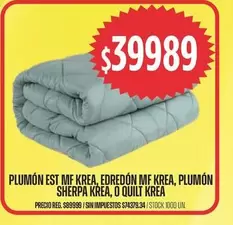 krea - PLUMÓN EST MF KREA, EDREDÓN MF KREA, PLUMÓN SHERPA KREA, O QUILT KREA