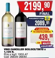 Canciller - VINO CANCELLER BCO.DCE/TINTO x 1,125 lt.