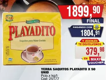 Playadito - SAQUITOS PLAYADITO X 50 UNID