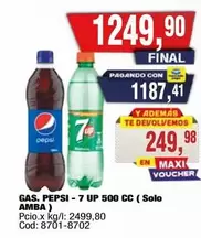 Pepsi - GAS. PEPSI - 7 UP 500 CC