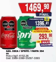 Coca cola - GAS. COCA / SPRITE / FANTA 354 cc