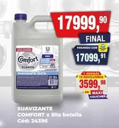 Comfort - SUAVIZANTE COMFORT x 5lts botella Cód: 24396