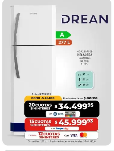 Drean - HELADERA HOR26D50B