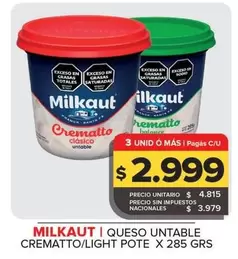 Milkaut - QUESO UNTABLE CREMATTO/LIGHT POTE