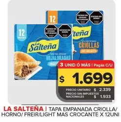 La Salteña - TAPA EMPANADA CRIOLLA HORNO/FREIR/LIGHT MAS CROCANTE