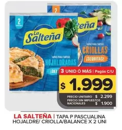 La Salteña - Tapa P Pascualina Hojaldre/Criolla/Balance